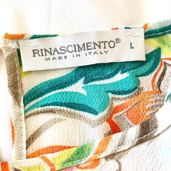 Rinascimento Made in Italy Beautiful Multi-color Print Blouse Lace Detail - Picture 8 of 8